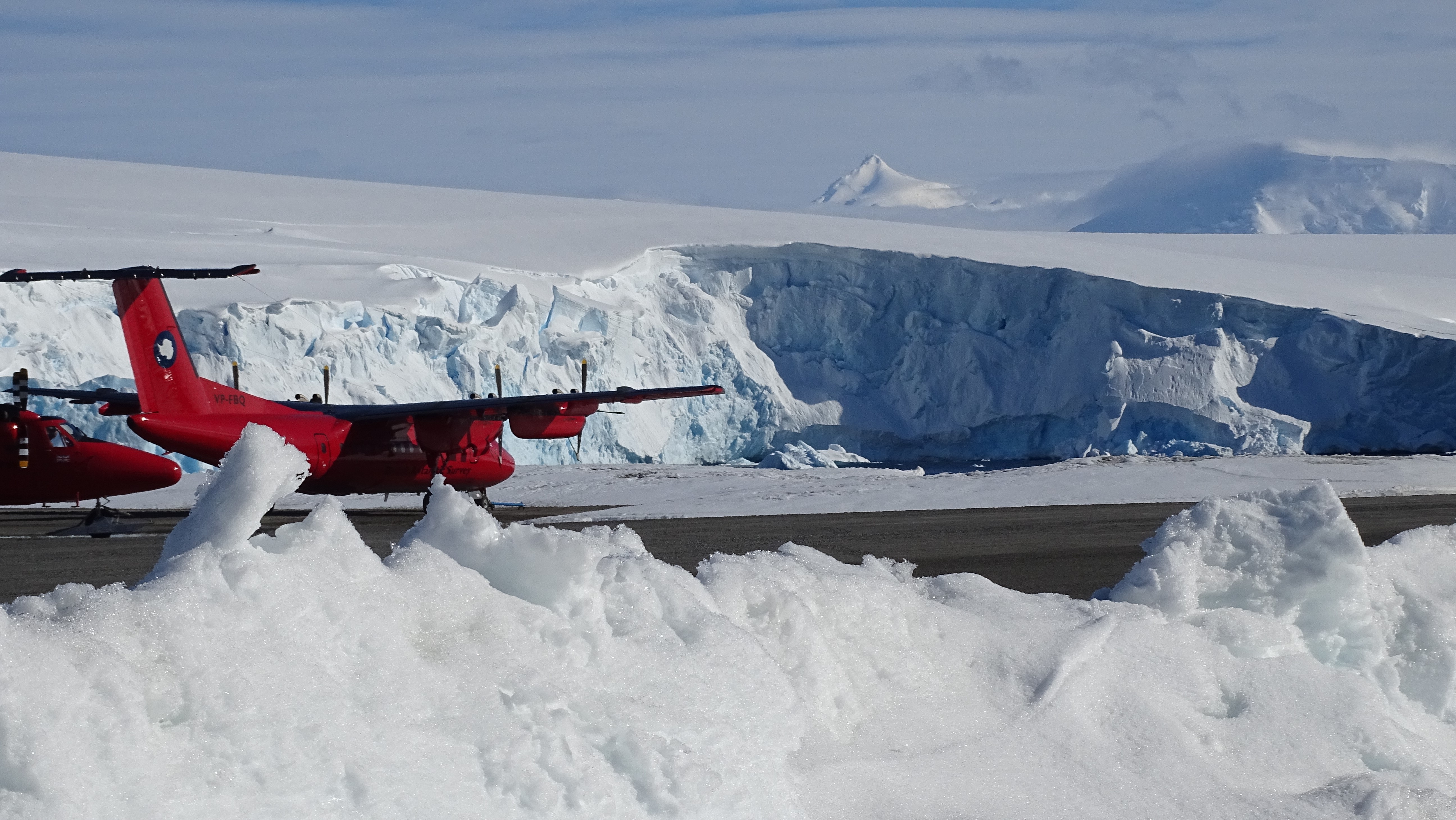 Dash-7 aircraft on the runway at Rothera